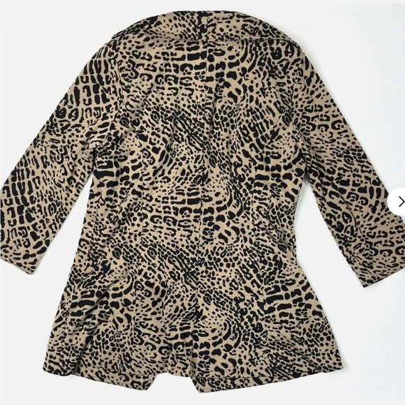 Calvin Klein Leopard Print   waterfall open jacket with three-quarter sleeves - Picture 2 of 7